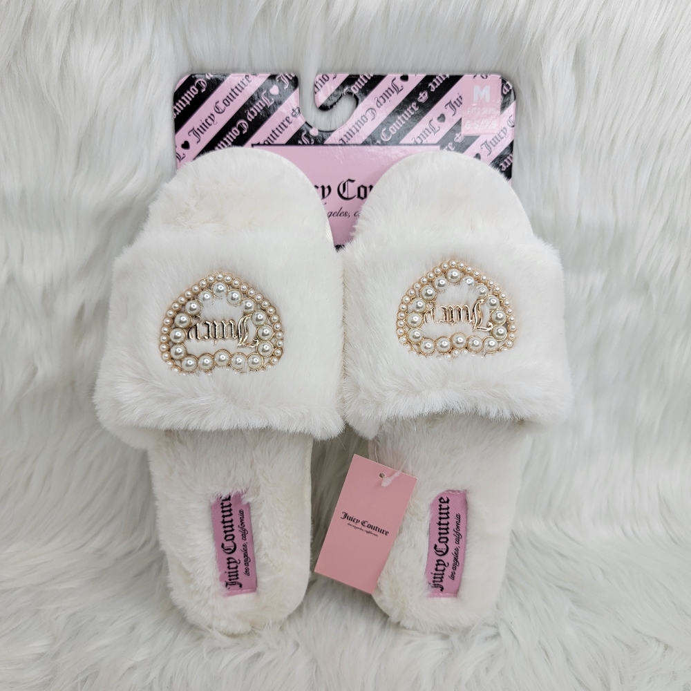 Juicy Couture Faux Fur Slides Slippers.